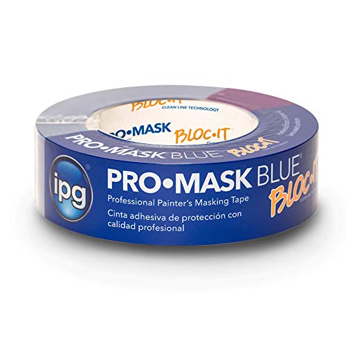 IPG ProMask Blue with BLOC-It, Premium 14-Day Masking Tape, 1.41" x 60 yd, Blue, (Single Roll)