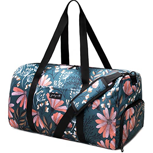 Jadyn B 22" Women's Large Duffel/Weekender Bag with Shoe Pocket, Travel Bag (Navy Floral)