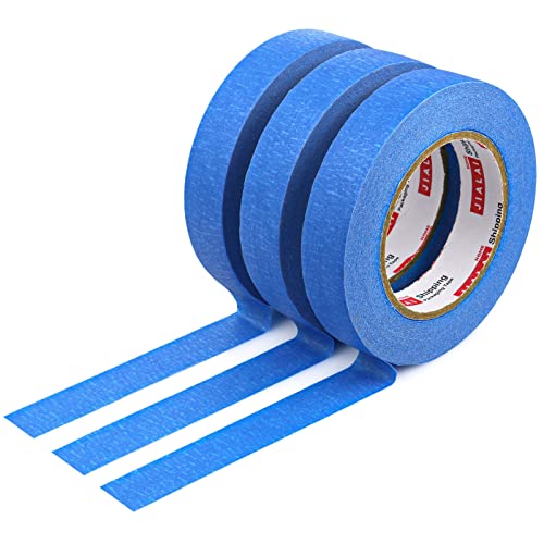 JIALAI HOME 3 Pack Blue Painters Tape 0.94 Inches x 60 Yards, Premium Crepe Paper Masking Tape for Painting, Crafts and DIY - Professional Grade Paint Tape, No Residue and Easy Removal