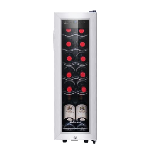 Kalamera Mini Fridge Compressor Cooler, 12 Bottles Wine Refrigerator, Freestanding Wine Cellar 41F-64F One Touch Temperature Control, For Home, Office or Bar.