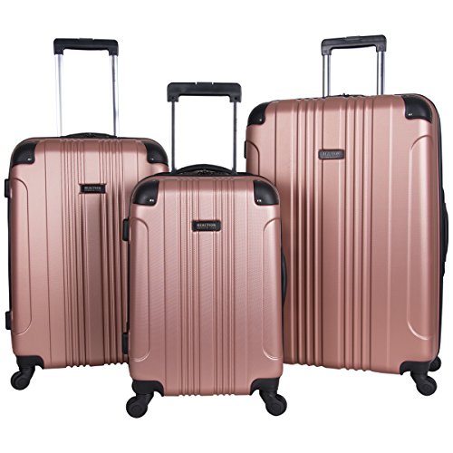 Kenneth Cole Out of Bounds Lightweight Durable Hardshell 4-Wheel Spinner Cabin Size Travel Suitcase, Rose Gold, 3-Piece Set (20", 24", & 28")