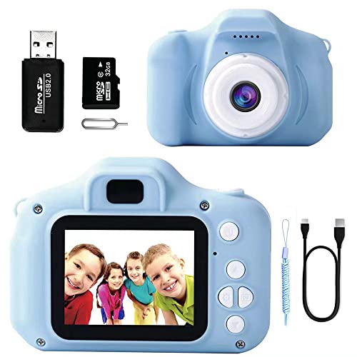 Kids Camera, Children Digital Rechargeable Cameras Toddler Educational Toys, Mini Children Video Record Camera with 1080P HD 2 Inch Screen & 32GB SD Card for Birthday (Blue)