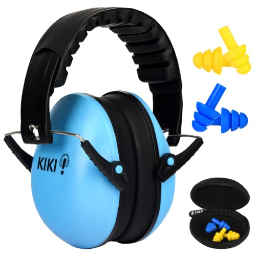 Kids Ear Protection Earmuffs Noise Reduction: Kiki Noise Cancelling Headphones with pair of silicone earplug for Kids with for Concerts, Fireworks, Air Shows