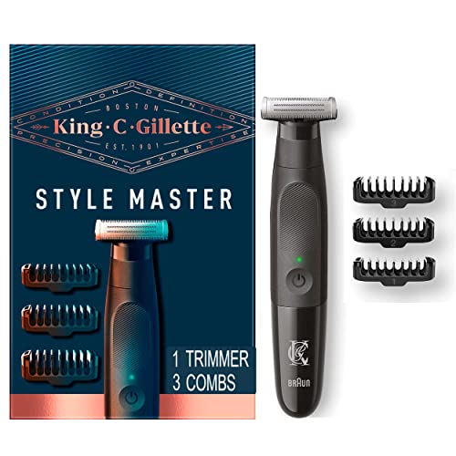 King C. Gillette Beard Trimmer for Men, Includes 1 Cordless Style Master Trimmer with One 4D Blade and 3 Interchangeable Combs, Waterproof, Beard Trimmer, Beard Care, One Blade Lasts 6 Months