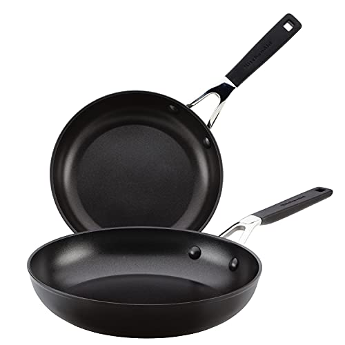 KitchenAid Hard Anodized Nonstick Frying Pans/Skillet Set, 8.25 Inch and 10 Inch, Onyx Black