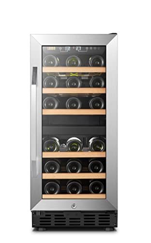 Lanbo 15 Inch Wide Dual Zone Compressor Wine Refrigerator, 28 Bottle