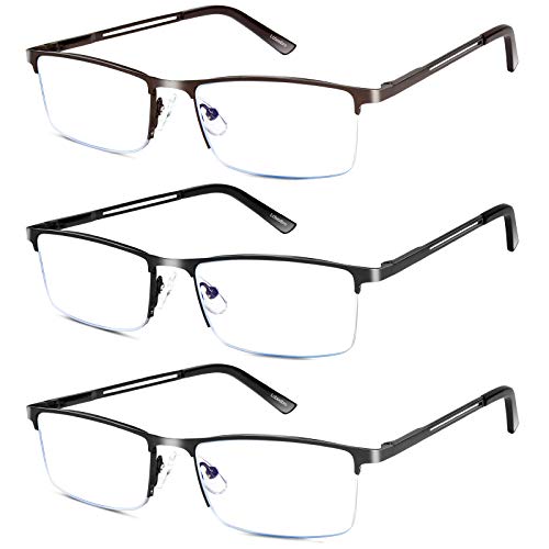 Lcbestbro Reading Glasses for Men, 1.25 Blue Light Blocking Reading Glasses Metal Readers