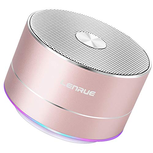 LENRUE A2 Portable Wireless Bluetooth Speaker with Built-in-Mic,Handsfree Call,AUX Line,HD Sound and Bass for iPhone Ipad Android Smartphone and More(Rose Gold)