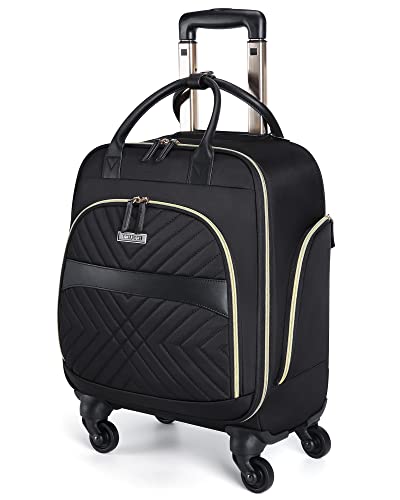 LIGHT FLIGHT Rolling Laptop Bag Women Men Rolling Briefcase 15.6 Inch Computer Bag with Spinner Wheels, Water-resistant Roller Bag for Carry on Business Travel, Quilted Black