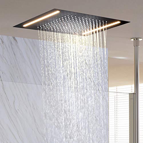 LightInTheBox Contemporary Rain Shower Head LED Rectangular Shower Head Stainless steel Overhead Rainfall Massage LED Top Sprayer