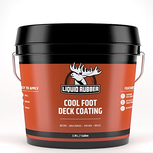 Liquid Rubber Cool Foot Deck Coating - Solar Protection Deck Paint, Non-Toxic Multi-Surface Decking Sealant, Easy to Apply, Misty Gray, 1 Gallon