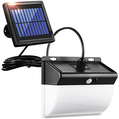 Liumrlte Solar Motion Lights Outdoor, 52LED Warm Light 3 Working Modes,9.8ft Cable, IP65 Waterproof, 270° Lighting Angle Dusk to Dawn Security Flood Lights Solar Powered for Wall Porch Patio Garage