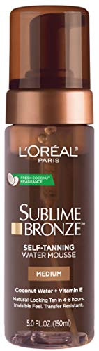 L'Oreal Paris Sublime Bronze Self Tanning Water Mousse, Streak-Free Natural Looking Tan, 5 fl. Oz