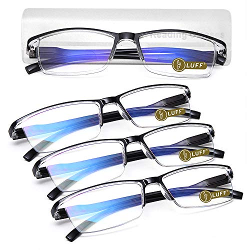LUFF 4Pcs Anti-Blue-ray Reading Glasses Portable Ultra-Light Readers(1.5X)