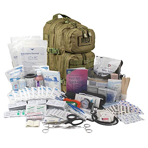 Luminary Global Tactical Trauma Kit Fully Stocked First Aid Kit Backpack EMS/EMT First Responder Medical Bug Out Bag for Preppers Professionals and Outdoorsman (Olive Drab)