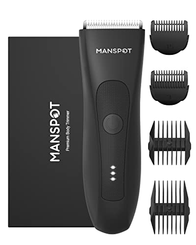 MANSPOT Groin Hair Trimmer for Men and Women, Electric Ball Trimmer/Shaver, Hypoallergenic Ceramic Blade Heads, Waterproof Wet/Dry Groin & Body Shaver Groomer, 20 Times Usage After Fully Charged