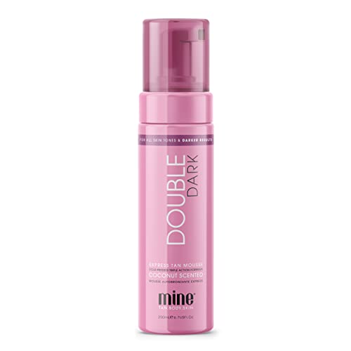 MineTan Double Dark Self Tanner Mousse - Clean Sunless Tanner For An Iconic Beach Bronze & Glowing Skin Finish, Body and Face Tanner, No Fake Tan Smell, Coconut Scented Self Tan, 200ml
