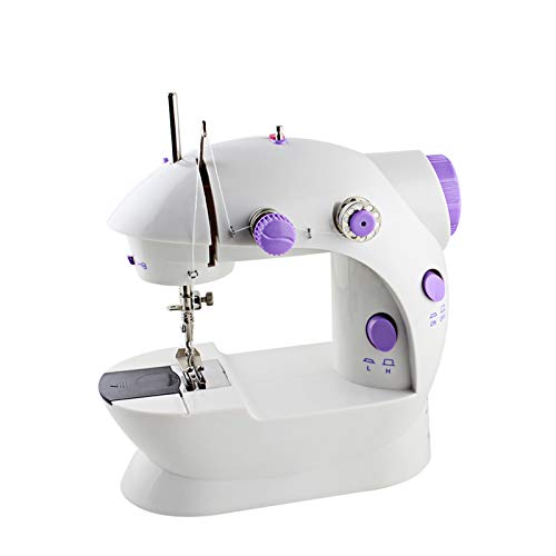 Mini Sewing Machine, Portable Household Sewing Machine for Beginners, Double Threads and Two Speed-Multi-function Mending Machine with Foot Pedal for Kids, Women, Travel and Quick Sewing, Purple