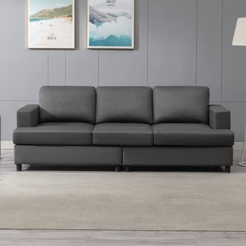 Mjkone 3 Seats Sectional Sofa Couch, 91" W Upholstered Living Room Sofa, Sectional Sofa Furniture Set for Apartment/Bedroom/Office,Dark Grey