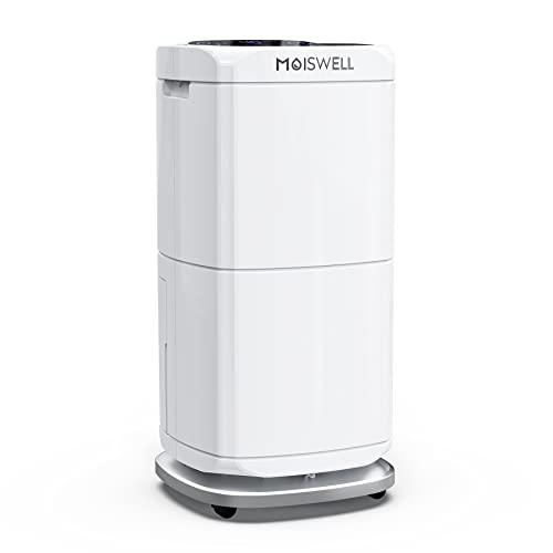 Moiswell 140 Pints Commercial Dehumidifier for Home 6,000 Sq Ft Large Rooms & Basements with Continuous Drain Hose, 2.1 Gallons Water Tank, Advanced Touchpad Control Panel