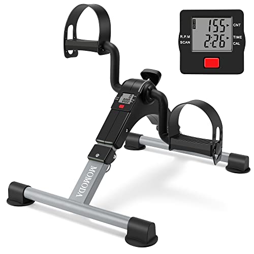MOMODA Stationary Cycle Pedal Exerciser Desk Exercise Bike with LCD Monitor Foldable (Black/Grey)