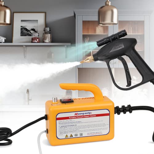 Moongiantgo 1700W High Pressure Steam Cleaner Hand-held Portable Steam Cleaning Machine Automatic Pumping for Kitchen Bathroom Furniture Car Detailing Seat 110V (Controllable Steam Spray Gun, Yellow)