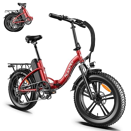 Mukkpet Electric Bike for Adults, Ebike, Foldable 20" x 4.0" Fat Tire Step-Thru Electric Bicycle for Men Women with Peak 750W Motor, 48V 13AH Removable Battery and Dual Shock Absorber