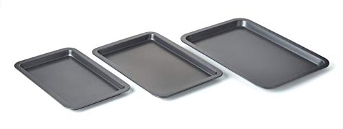 Nifty Cookie & Baking Sheets (Set of 3) – Non-Stick Coated Steel, Dishwasher Safe, Oven Safe up to 450 Degrees, includes Large/Med/Small Pans