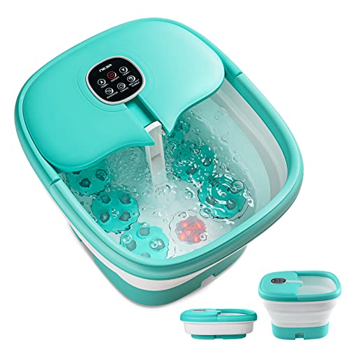 Niksa Collapsible Foot Spa Bath Massager with Heat, Bubbles,6 Motorized Shiatsu Massage &Temperature Control Pedicure Foot Spa Tub with Mini Acupressure Massage Points for Feet Stress Relief