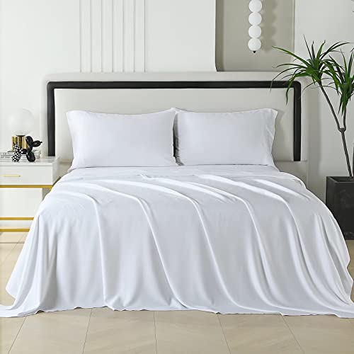 NORTH HOME Cooling Sheets Set California King Size, 100% Viscose from Bamboo Sheets 16" Deep Pokckets, Silky Soft Breathable 4 Piece Hotel Luxury Bedding Sheets & Pillowcases