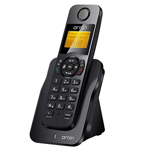 Ornin D1005 Cordless Landline Telephone for Home and Office Use, ECO Technology, Rubber Oil Injection(Single Pack, Black)…