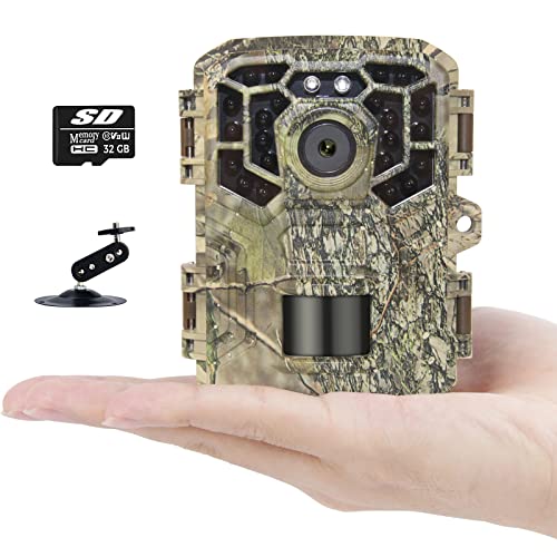 Osenous Mini Trail Camera 1080P 24MP, Game Camera With 90° Angle and 75ft Distance, Deer Camera with No Glow Night Vision Motion Activated Waterproof and 0.2s Trigger Speed for Wildlife Monitoring