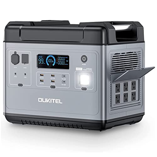 OUKITEL P2001 2000W Portable Power Station, 2000Wh LiFePO4 Battery Backup w/ 6 2000W (4000W Surge) Pure Sine Wave AC Outlets, Solar Generator for Outdoor Camping, RV Travel, Off-grid Home Use, UPS