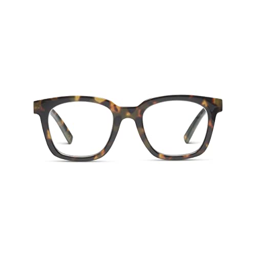 Peepers by PeeperSpecs Women's to The Max Square Blue Light Blocking Reading Glasses, Tortoise, 49 + 1.5
