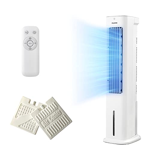 PELONIS 3-in-1 Evaporative Air Cooler, Tower Fan & Humidifier 563 CFM, 215 sq ft, 90° Wide Range Coverage, Timer, Remote Control, 3 Quiet Speeds,3 Mode Settings, 5L Water Tank, Includes 2 Ice Packs