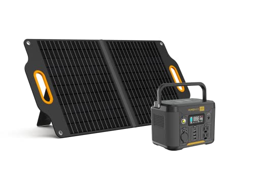 Powerness Solar Generator 300 Portable Power Station 296Wh with 80W Portable Solar Panel Included, Battery Powered Generator with 2x300W AC Outlets (Surge Power 600W) and PD 60W In/output for Outdoor Camping, CPAP, Emergency, Off-gird