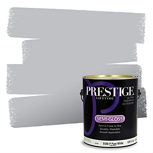 PRESTIGE Paints Exterior Paint and Primer In One, 1-Gallon, Semi-Gloss, Comparable Match of Sherwin Williams* Lazy Gray*