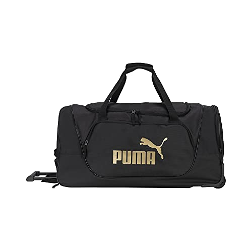 PUMA Evercat 28" Wanderer Rolling Duffel Bag, Black/Gold, One Size