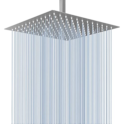 Rain Shower Head - Voolan 12 Inches Large Rainfall Shower Head Made of 304 Stainless Steel - Perfect Replacement For Your Bathroom Showerhead (12" Brushed Nickel)