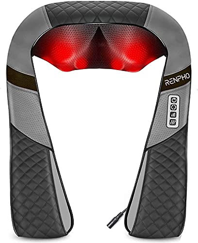 RENPHO Neck Massager with Heat, Shiatsu Shoulder Massager with Electric Deep Tissue Kneading Massage, Back, Leg, Foot, Arm, Full Body, Muscles, for Home, Car, Office