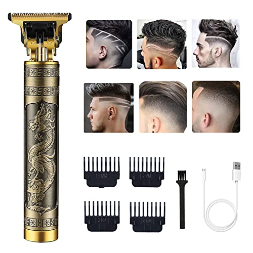 RQTYBUI Hair Clippers for Men, Cordless Electric Hair Trimmer Rechargeable Beard Trimmer Shaver, Electric T Blade Trimmer Zero Gapped Edgers Hair Cutting Kit with Guide Combs(Dragon)