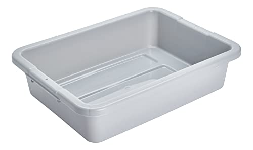 Rubbermaid Commercial Products Standard Bus/Utility Box, 4.625-Gallon, Gray, Plastic, Heavy Duty Plastic Restaurant Tub/Dish Washing Box for Kitchen Organization/Storage