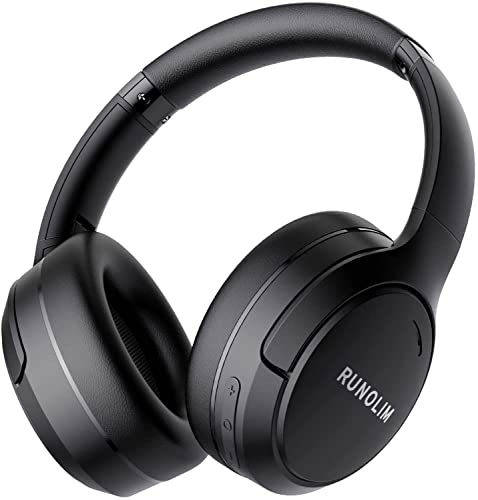 RUNOLIM Hybrid Active Noise Cancelling Headphones, Wireless Over Ear Bluetooth Headphones with Microphone, 40H Playtime, Foldable Headphones with HiFi Audio, Deep Bass for Home Travel Office