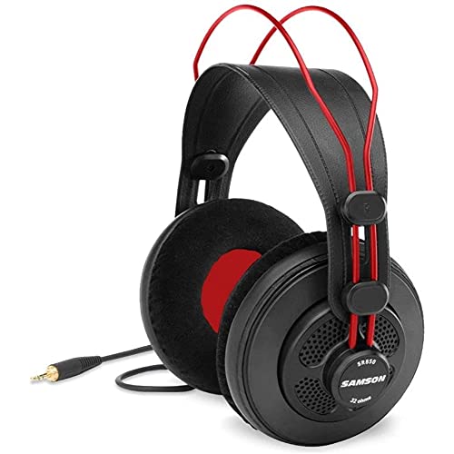 Samson SR860 Over-Ear Professional Semi-Open Studio Reference Small Headphones Headset - for Mobile Music Mixing, Monitoring, Recording & Listening - Large 50mm Neodymium Drivers Noise Cancelling