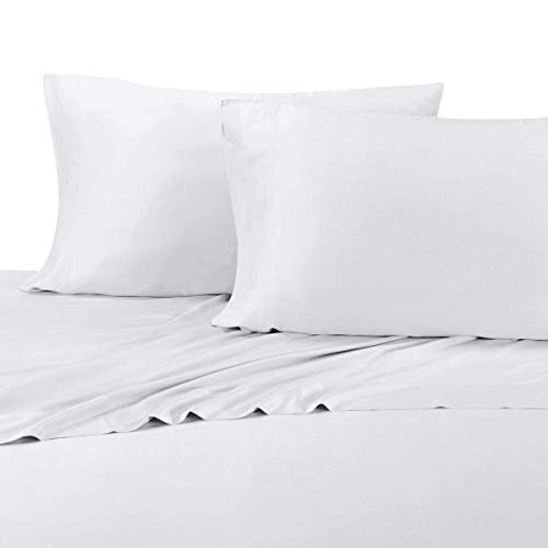 Sheetsnthings Silky-Soft Hybrid Bamboo-Cotton Twin Extra Long XL 3PC Bed Sheets Set, White