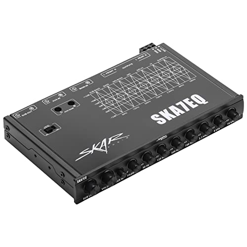Skar Audio SKA7EQ 7 Band 1/2 DIN Pre-Amp Car Audio Graphic Equalizer with Aux Input and High Voltage RCA Outputs