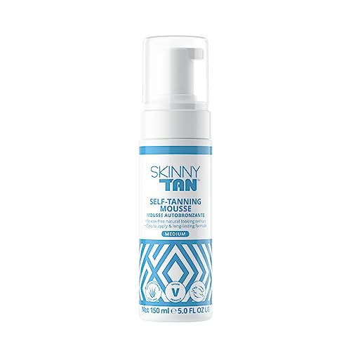 Skinny Tan Self Tanning Mousse | Natural Looking Medium Instant Self Tanner | Streak-Free, Long-Lasting Sunless Tan, 5.0 Oz.