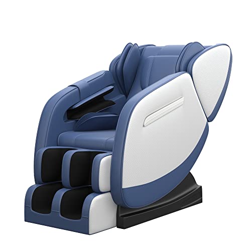 SMAGREHO New Massage Chair Recliner with Zero Gravity, Full Body Air Pressure, Heat and Foot Roller Included, Blue