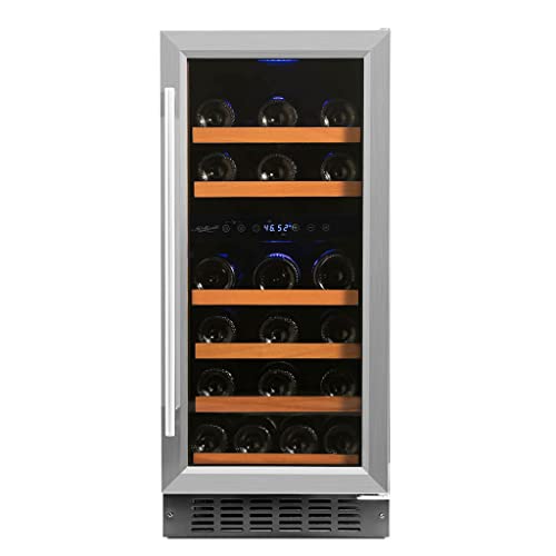 Smith & Hanks 32 Bottle Under Counter Wine Refrigerator, Dual Temperature Zones, 15 Inches Wide, Built-In or Free Standing