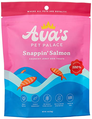 Snappin’ Salmon by Ava’s Pet Palace Crunchy Single Ingredient Jerky | Wild Alaskan Salmon | Gluten Free | Grain Free | High Protein | Diabetic Friendly | No Preservatives | Made in The USA